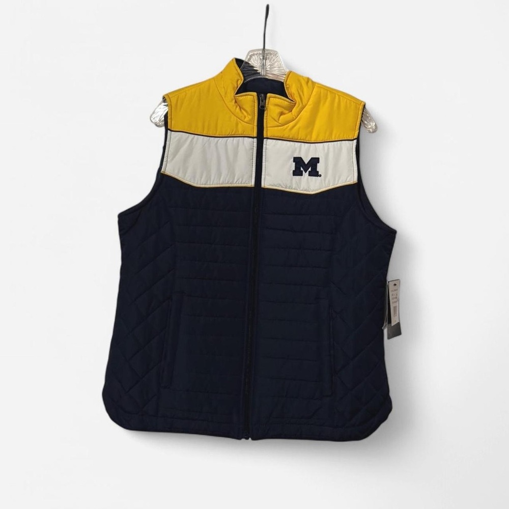 Yellow and Navy Quilted Vest with Logo